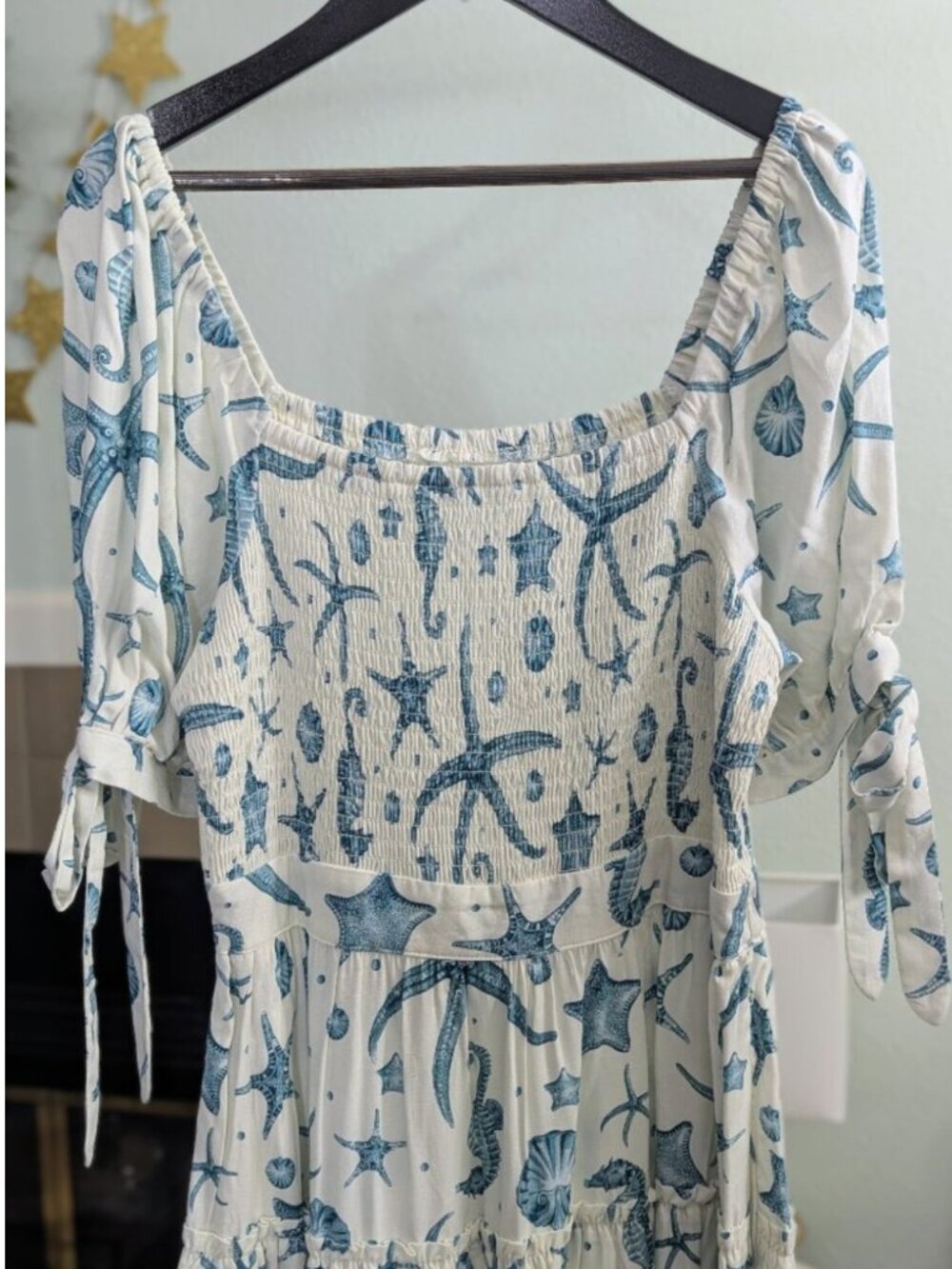 NWOT Agua Bendita x Target Deep Sea Print Puff Sleeve Mini Dress Size S - Picture 4 of 13